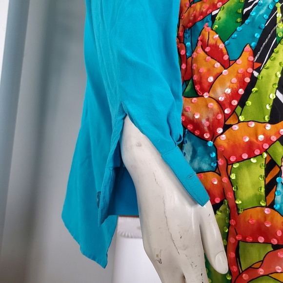 Silk Tiger Sequin Rainbow Blouse - Picture 5 of 9